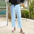 thumbnail image 5 of Womens Travel Pants High Waisted Straight Leg Work Cropped Ankle Pants With Pockets Business Casual Cotton And Linen Fabric Xl Pants For Women, 5 of 9