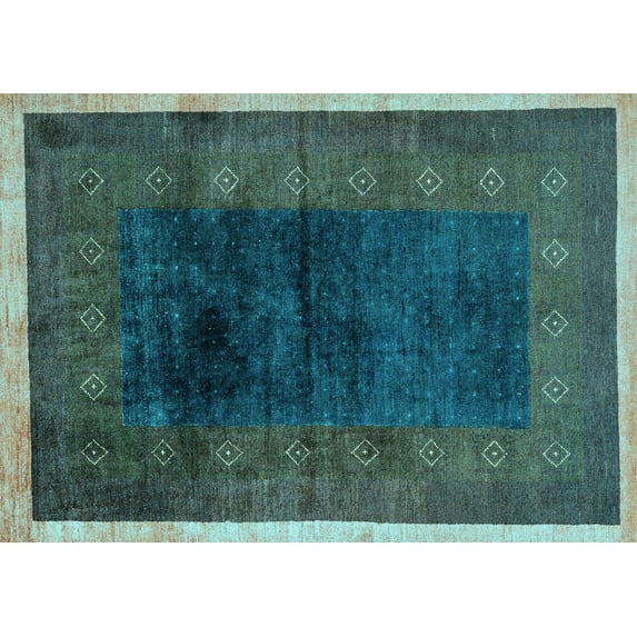 Ahgly Company Indoor Rectangle Oriental Light Blue Modern Area Rugs, 7' x 9'
