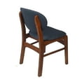 thumbnail image 4 of Ouuuhlala Lily Dark Blue Rubber Wood Fabric Dining Chair with Brown Leg (Set of 2), 4 of 7