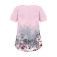 thumbnail image 7 of Xixinqiwan Plus Size Tops for Women,Womens Summer Tops Casual Short Sleeve T Shirts Floral Pleated Tunics Round Neck Loose Work Blouse Pink M, 7 of 7