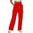 thumbnail image 5 of kamemir Casual Mens Pants Mens Heavyweight Cargo Sweatpants Baggy Drawstring Elastic Waist Pockets Loose Fit Jogger Athletic Sweat Pants(Red,XL), 5 of 6