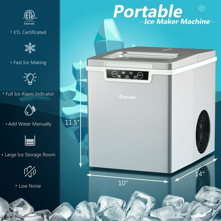 Costway Portable Ice Maker Machine Countertop 26Lbs/24H Self-cleaning