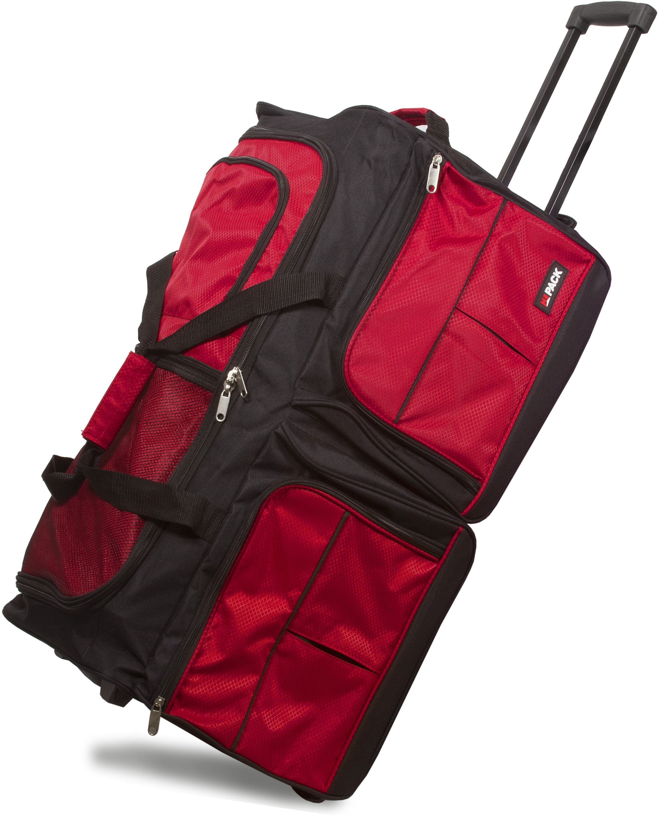 28" Polyester Rolling Wheeled Duffel Bag Travel SuitcaseRed