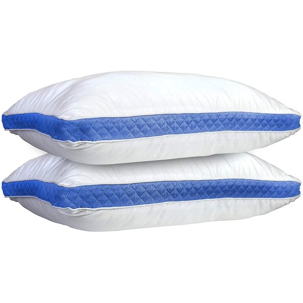Gusseted Pillows for Bed Blue Queen size Bed Pillows set of 2 for
