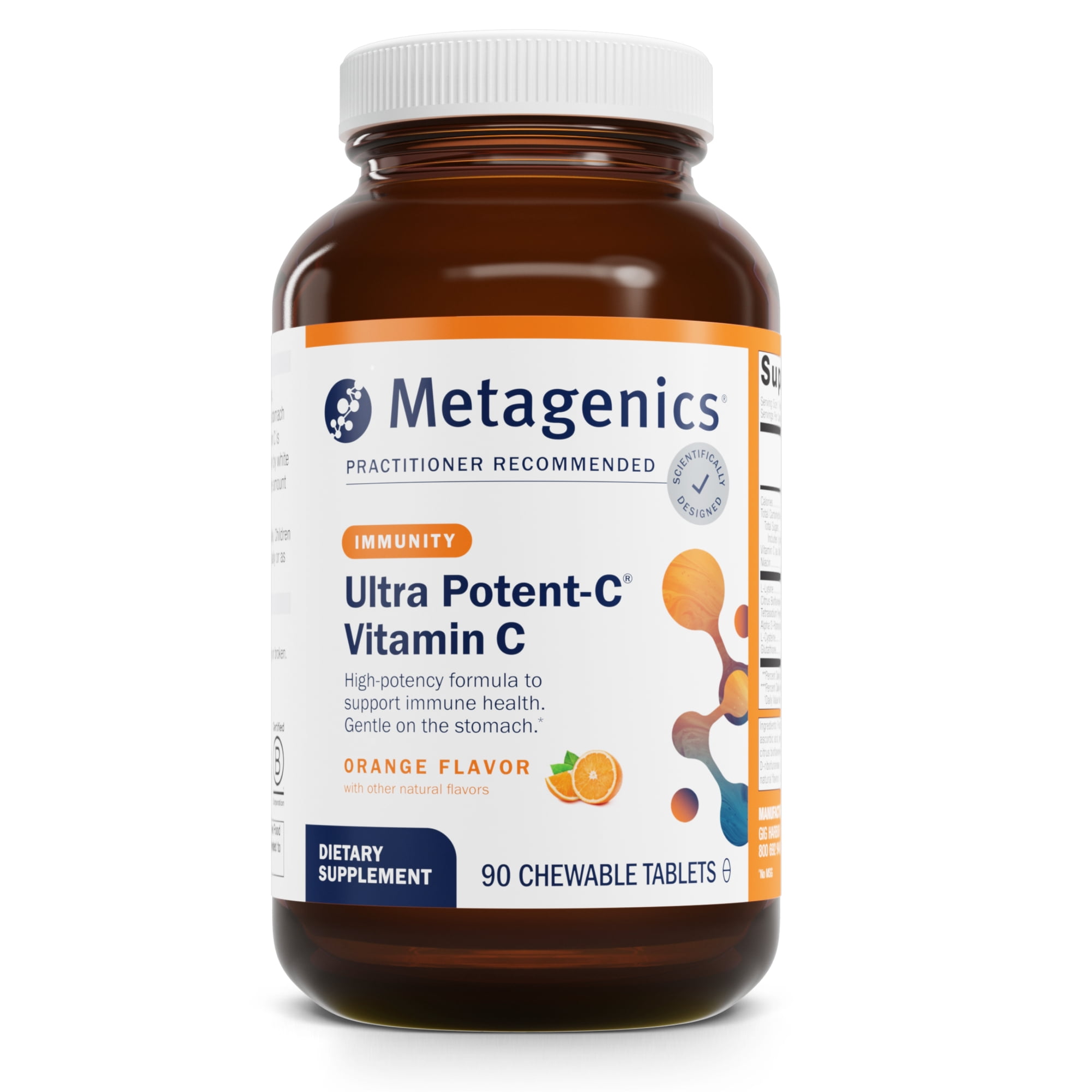 Metagenics Ultra Potent-C Vitamin C Chewable - For Immune & Antioxidant Support* - With L-Cysteine & L-Lysine - Chewable Vit C - Natural Orange Blast Flavor - Bioflavonoids Supplements - 90 Tablets