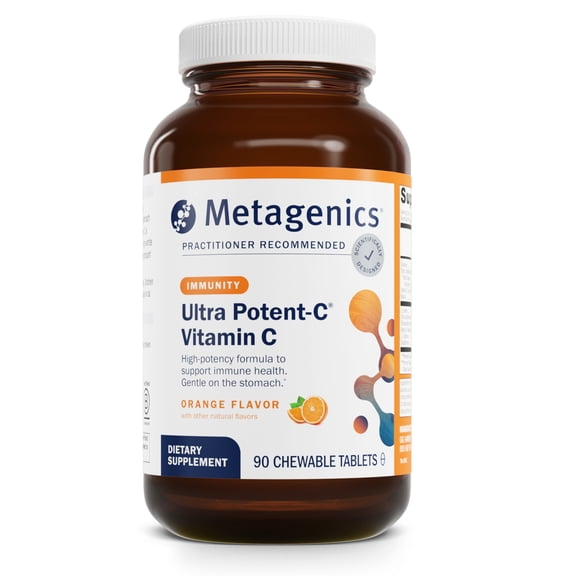 Metagenics Ultra Potent-C Vitamin C Chewable - For Immune & Antioxidant Support* - With L-Cysteine & L-Lysine - Chewable Vit C - Natural Orange Blast Flavor - Bioflavonoids Supplements - 90 Tablets