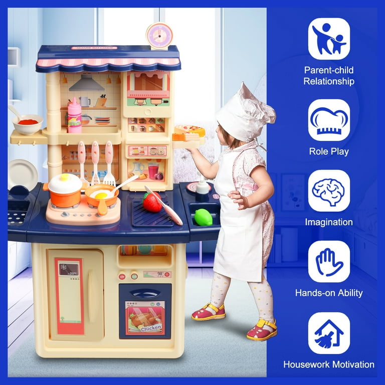 Play Kitchen Girls Toy Pretend Food - Kitchen Toys for Kids Ages 4