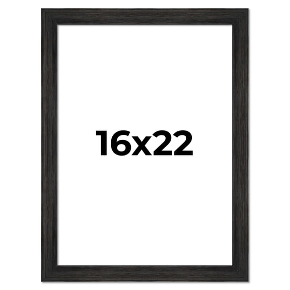 16x22 Distressed/Aged Black Complete Wood Picture Frame with UV Acrylic, Foam Board Backing, & Hardware