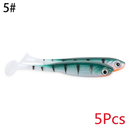 5pcs Jigging Sinking Spinning Baits T Tail Wobblers Silicone 71mm Soft Fishing Lures Jig Bait Worms Lure Bait 5