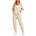 thumbnail image 3 of Jerdar Womens Matching Sweatsuit Zip Up Hoodie Jogger Pants Oversized Drop Shoulder Side Pockets Casual Workout Lounge Fall Winter Outfits XXL, 3 of 9