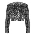 thumbnail image 4 of ZAZYULZ Women's Short Sequin Party Long Sleeve Jacket Party Blazer(Black,A), 4 of 5