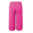 thumbnail image 4 of Bovemsi 2025 Women's High Waist Bubble Textured Linen 3/4 Cropped Trousers - Lightweight Summer Pants with Pockets, Pink, XL, 4 of 5