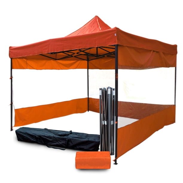 Toldo Carpa Plegable KINGSHOUSE 3x3 M Con Pared Transparente Bolsa naranja