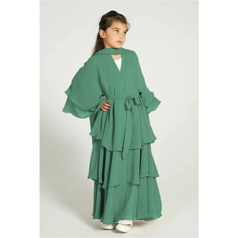 green emerald velvet dress Women's Mint Green Abaya with Pearl Buttons & Pockets