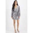 thumbnail image 3 of Leyden Womens Sequined Wrap Dress (Silver, XS), 3 of 4