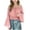 Pink, variant on Girls Summer Gingham off the Shoulder Top Elastic Waist Split Hem 3/4 Bell Sleeve Casual Blouse for Kids Ages 5-15 Yellow