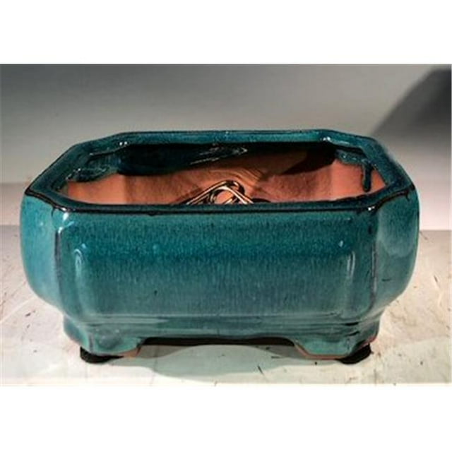 Ceramic Bonsai Pot - Professional Series, Blue & Green - Rectangle