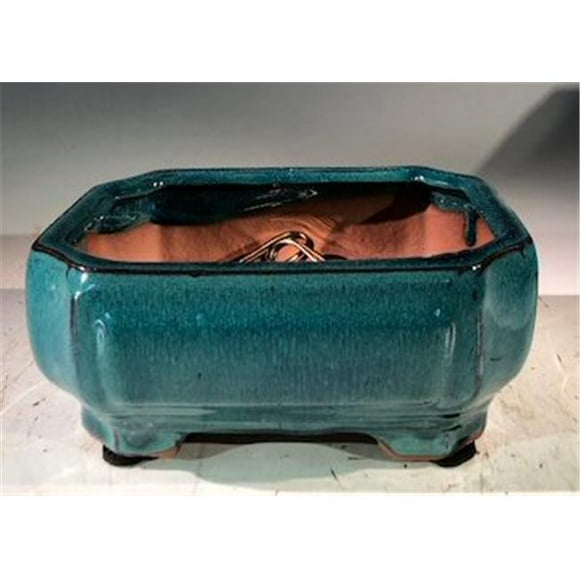 Ceramic Bonsai Pot - Professional Series, Blue & Green - Rectangle