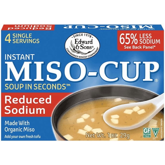 Edward & Sons Miso-Cup Soup Gluten Free Reduced Sodium Pack of 4
