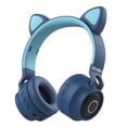 thumbnail image 1 of Audífonos Bluetooth Diadema 3.5 VIMI Con Orejas De Gato Luz LED Radio Azul Marino, 1 of 4