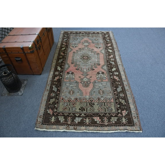 Area Rug, Turkish Rug, Vintage Rug, Antique Carpet, 46x89 inches Brown Rug, Tribal Indoor Carpet, Decorative Floor Rugs, 11875