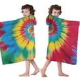 thumbnail image 4 of Colorful Tie Dye Mandala Pattern Hooded Bath Towel，50"x30" for Ages 3 To 12 Kids, Quick Dry Lightweight Soft Microfiber Hood Beach Towel Cover Up for Kids, 4 of 7