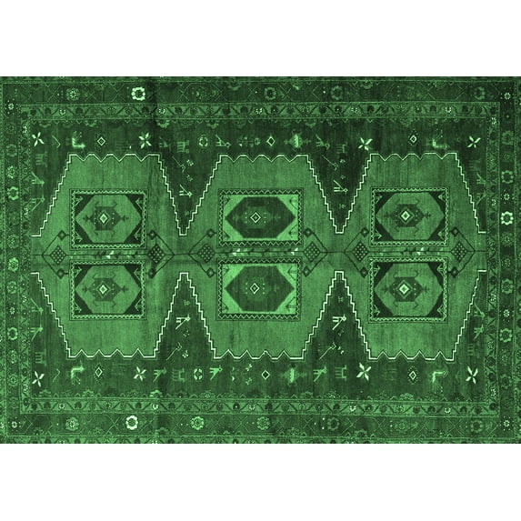 Ahgly Company Indoor Rectangle Persian Emerald Green Traditional Area Rugs, 3' x 5'