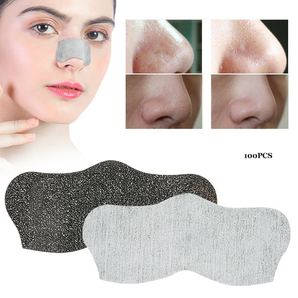 Tebru 100pcs Bamboo Charcoal Blackhead Removal Nose Cleaning Peel‑Off