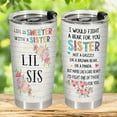 thumbnail image 2 of Sisters Gifts from Sister, Lil Sister Tumbler with Lid 20 oz Stainless Steel, I Would Fight A Bear for You Sister Mug, Lil Sister Birthday Gifts, Cousin Gifts, 2 of 5