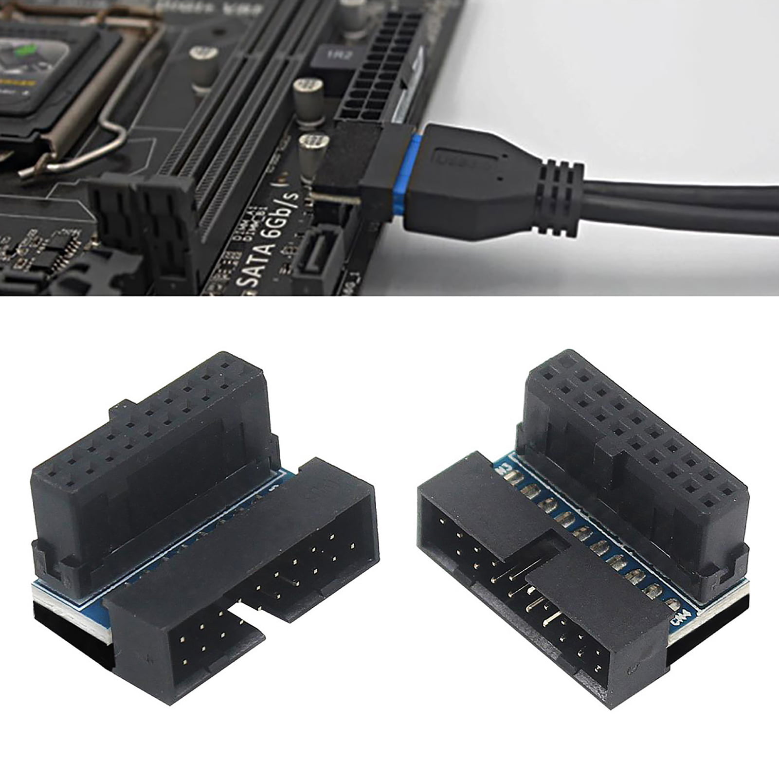 Cataract hø At afsløre BetterZ Motherboard Connector High-speed Lossless Plug Play USB3.0 19/20  Pin 90 Degree Angled Internal Mini Header for Computer - Walmart.com