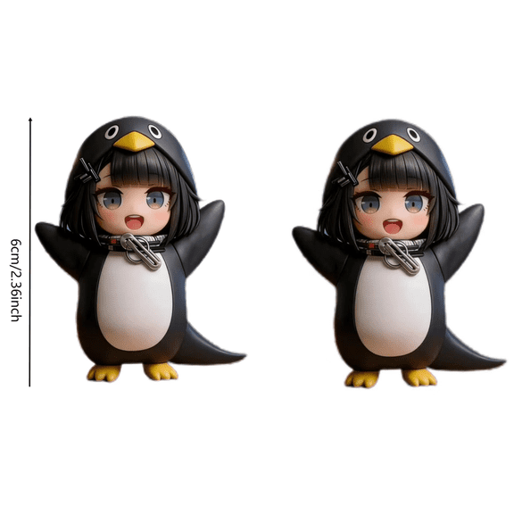2PC Gugugaga Penguin Figure Naughty Penguin Original Mini Figure 2.36" Cute Figurine Toy Gifts for Best Friend