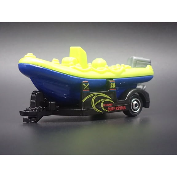 Open Box RAFT BOAT w/ TRAILER BLUE 1/64 MB SCALE COLLECTIBLE DIORAMA PROP MODEL