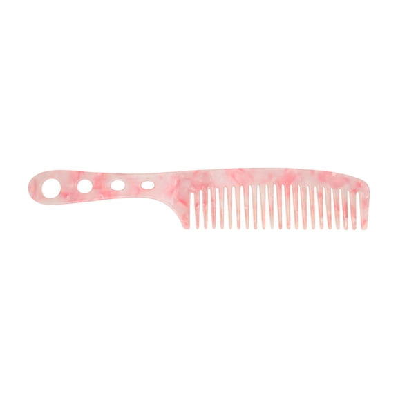Unique Bargains 1 Pc Long Handle Hair Comb Snowflake Pink Acetate Sheet