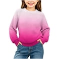 thumbnail image 7 of Gradient Knit Sweater for Girls Boys Crew Neck Long Sleeve Fall Winter Casual Pullover,5-16Years, 7 of 7