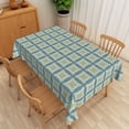 thumbnail image 3 of Nanqianyi Teal Green Grid Print Rectangle Tablecloth,70x60 Inch,Waterproof Oilproof Machine Washable Table Cover, 3 of 6