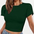 thumbnail image 2 of ZZwxWA Women Basic Solid Crop Tops Custom Baby Tee Short Sleeve Shirt Workout Slim Fit T-Shirt Y2K Women's Shirts Casual Crewneck Shinny Lightweight Layer Yoga Blouses, 2 of 7