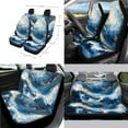thumbnail image 2 of Yuyamidu 14 Piece Blue Marble Print Car Seat Cover Set with Steering Wheel Cover Seat Belt Strap Cover Garbage Bin Armrest Cover Rearview Mirror Cover Coaster Gear Shift Knob Cover Set Fit SUV Sedan, 2 of 7