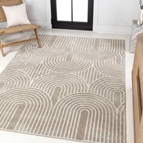 JONATHAN Y SANDSTONE 4 x 6 Area Rug, Ariana Art Deco Striped Arches Two-Tone - Beige/Cream, SND100A-4