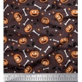 thumbnail image 1 of Soimoi Cotton Poplin Fabric Pumpkin,Bone & Bat Halloween Printed Craft Fabric by The Yard 56 Inch Wide, 1 of 1