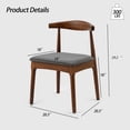 thumbnail image 4 of Set of 2 Dining Chairs, Mid Century High-back Chair with Fabric Upholstered, Four Round Wooden Legs Supports, Office Chair for Dining Room, Office, Bedroom, Walnut&Dark Gray, 4 of 7