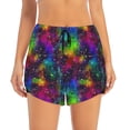 thumbnail image 2 of Rateoe Bright Universe Printed 2 in 1 Women's Workout Shorts for Athletic Gym Running Shorts with Phone Pockets-Medium, 2 of 7
