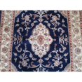 thumbnail image 3 of Mid Night Blue Ivory Touch Flowers Rectangle Area Rug Hand Knotted Wool Silk Carpet (6 X 4)', 3 of 9