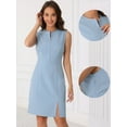 thumbnail image 2 of DARING DIVA Sheath Zip Front Sleeveless Slit Pencil Dress XS Blue, 2 of 6