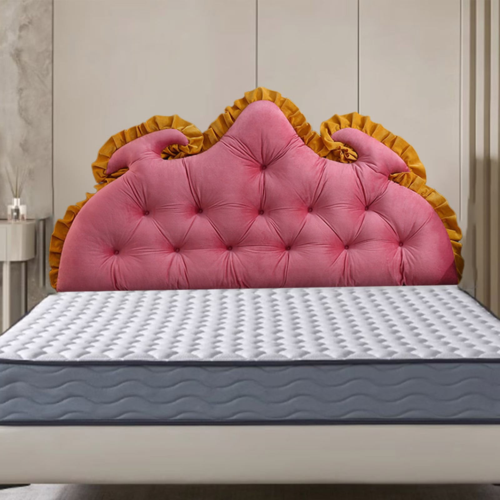 Reading Wedge Pillow for Bed Princess Style, Large Velvet Headboard Back Pillow for Bed Backrest Bedside Cushion 47x21in, Adult Family Sofa Couch Support