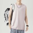 thumbnail image 2 of aidice Tank Tops for Men Crew Neck Sleeveless Undershirts Lightweight Homewear Comfy Solid Color Shirts, 2 of 6