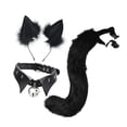 thumbnail image 1 of Conjunto de orejas y cola de zorro de peluche, accesorios de gargantilla de cola, diadema, orejas de lobo, accesorio para Negro, 1 of 9