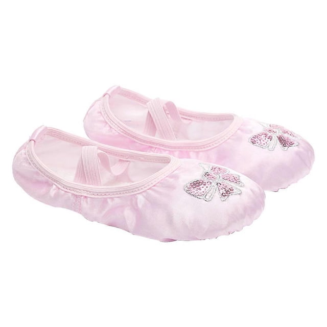 Yoga Dance Flats Shoes Size 30 Pink For Kids Girls With Stretch Belt 1 Pair