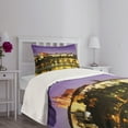 thumbnail image 3 of Ambesonne Travel Quilted Bedspread Set 2 Pcs, Charles Bridge Prague, Twin Size, Purple Yellow Brown, 3 of 5