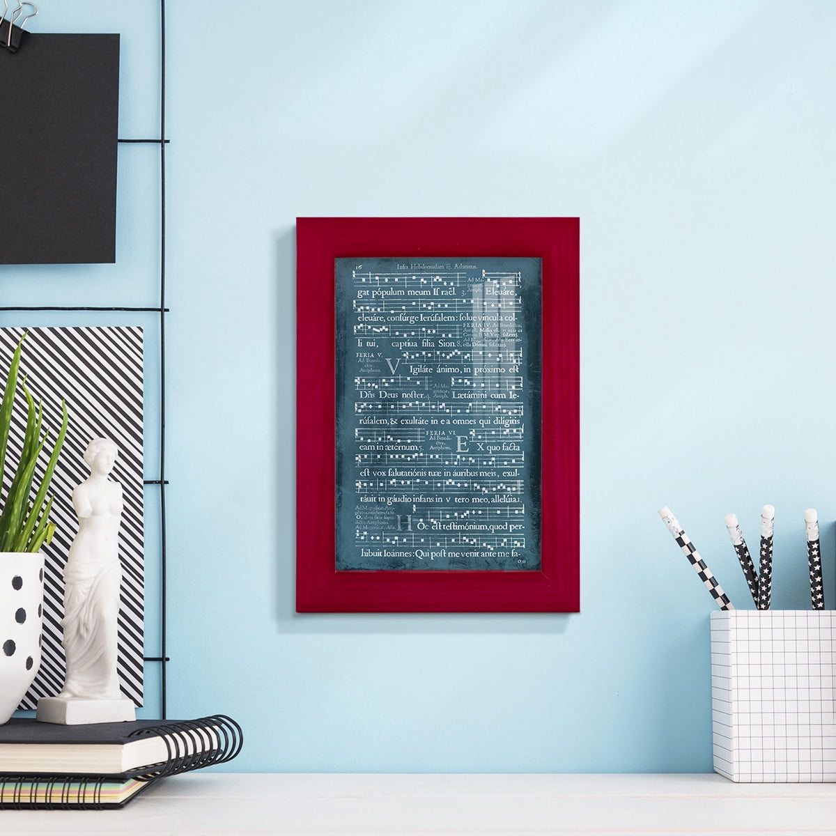 Graphic Songbook I -Framed Print w/glass-Cherry Red