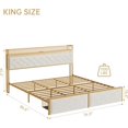 thumbnail image 2 of King Size Bed Frame with Charging Headboard LED Lighting 2 Storage Drawers Metal Platform Foundation No Box Spring Required, 2 of 8